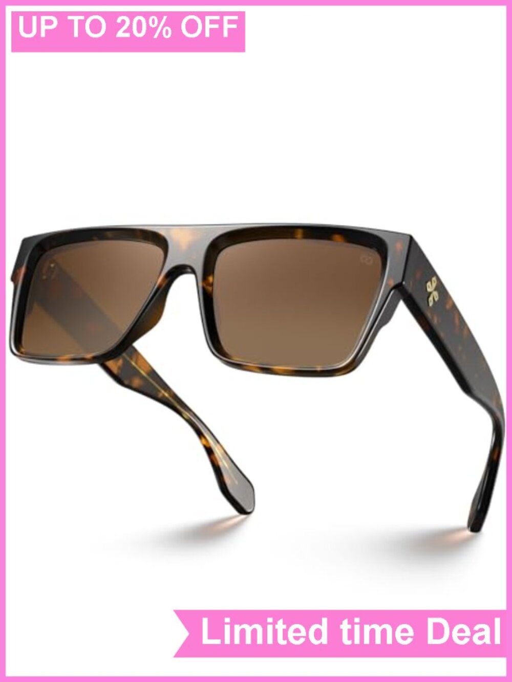 Oversized Flat Top Square Sunglasses TR90 Frame UV400